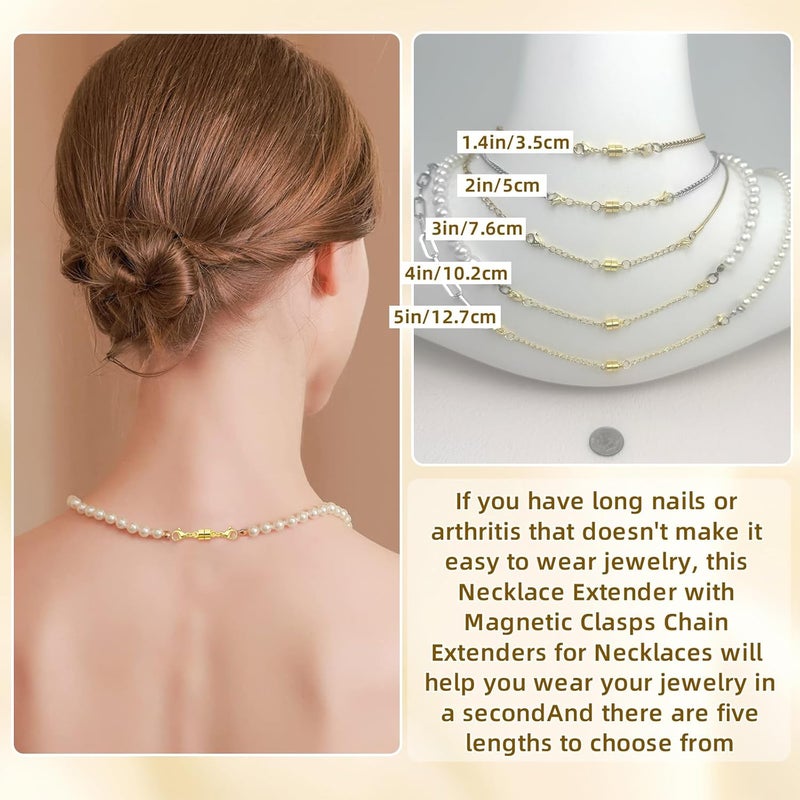 MKCYD Necklace Extender with Magnetic Clasps, Gold Magnetic Necklace Clasps and Closures with Necklace Extenders for Women - Image 4